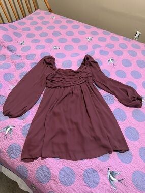 Abercrombie & Fitch Burgundy Long Sleeve Mini Dress